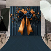Lofaris Navy Blue Wall Orange Rose Bow Tie Wedding Backdrop
